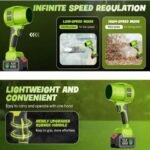 Souffleur à batterie ultra léger 750g – 2 batteries 21V 10000mAh – Moteur à turbine pour feuilles et neige – Chargeur EU inclus – Image 3
