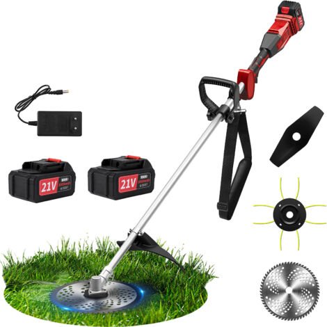 166949848_1 Débroussailleuse sans fil Coupe-bordures, 2 Batteries 21V 3Ah, Chargeur, 3 Lames, Moteur sans balais, Harnais inclus – Image 1