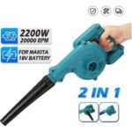 2200 W Souffleur à feuilles sans fil compatible avec batterie Makita 18 V, souffleur sans fil, 3,6 m/min, pour l'entretien de la pelouse, les bulles, le nettoyage de la voiture et des coins