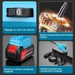 Souffleur 21V 1500mAh Souffleur de Feuilles sans Fil,débit d'air de 360 ​​mètres cubes/heure, Comprend Les Piles, Le Souffleur et La Mallette à Outil – Image 4