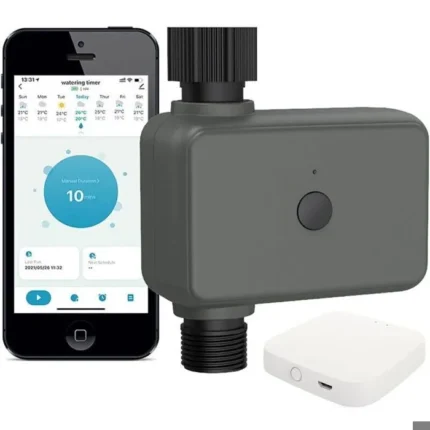 Minuterie d'arrosage intelligente - PZCC - Wi-Fi - IP55 - 11,37x11,2x4,95 cm - 2 piles AA - Compatible Smart Life