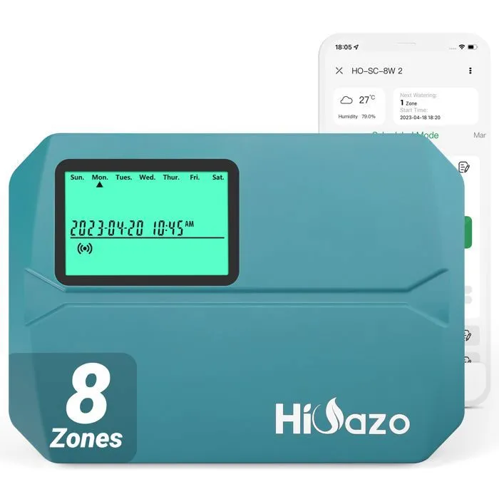 programmateur-darrosage HIOAZO Programmateur arrosage 8 voies WiFi,HO-SC-8W Intelligent,contrôleur de système d'irrigation, surveillance application mémoire – Image 1