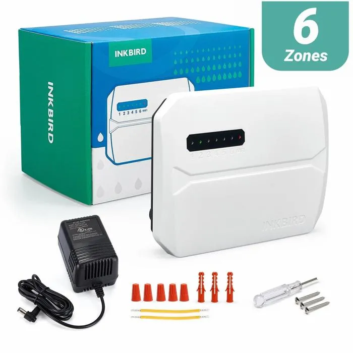 programmateur-drrosage-6 Programmateur d'rrosage 6 Voies WiFi INKBIRD Minuterie Intelligent Arrosage Automatique Ecran LCD Contrôle APP et Réglage – Image 1